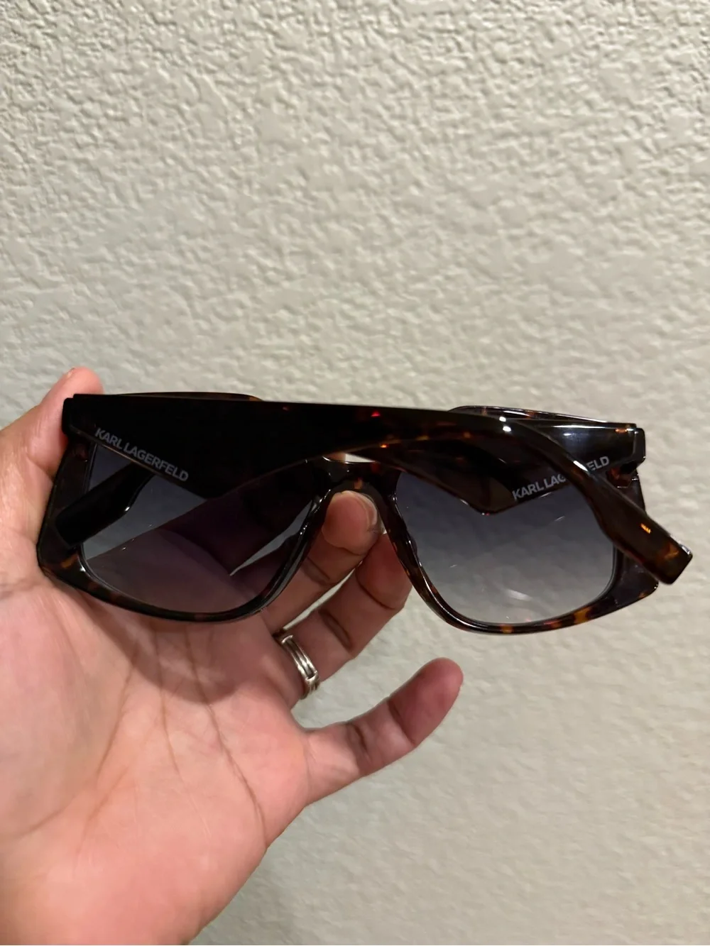 Karl Lagerfeld Women’s Geometric Tortoise Sunglasses (with Case)